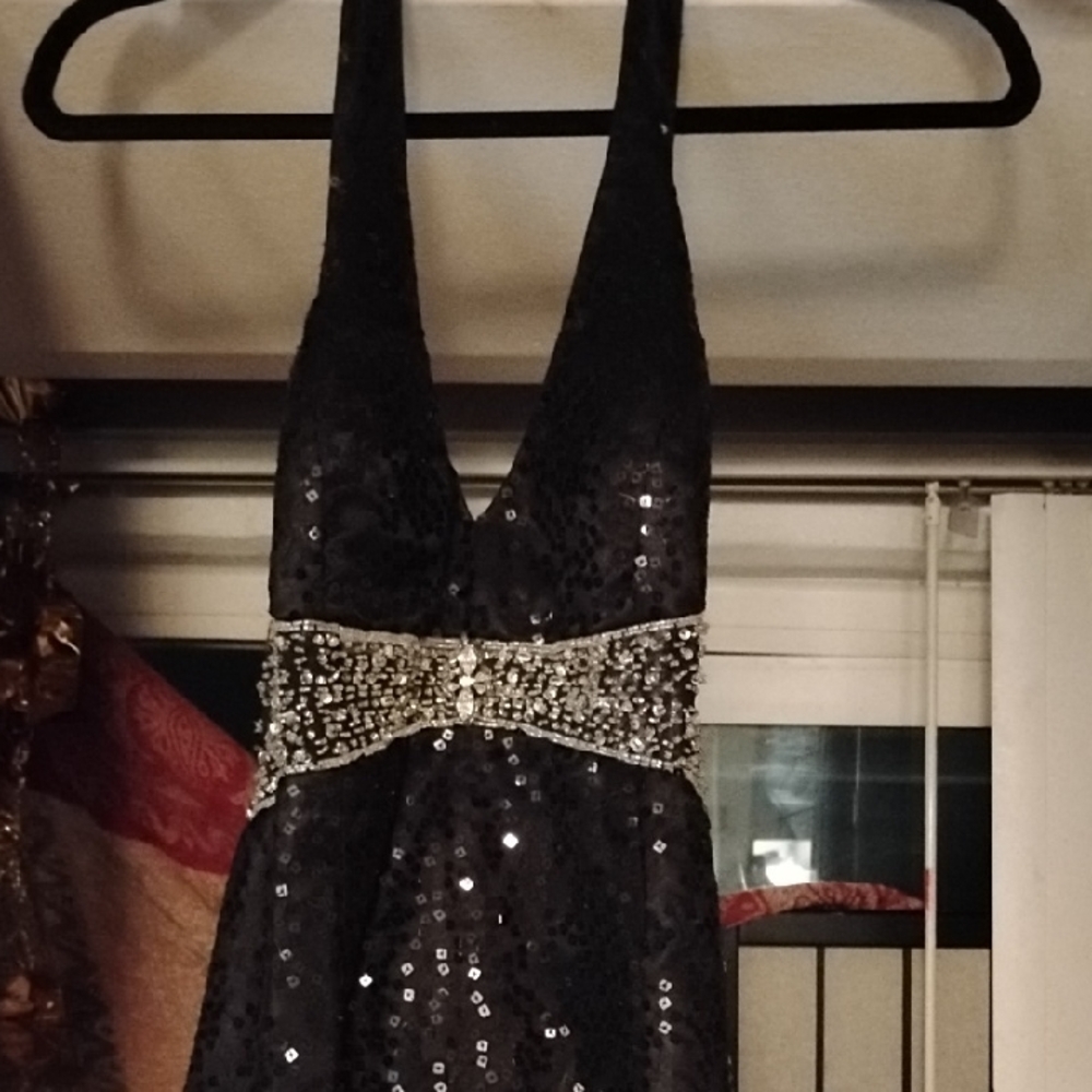 Source Unknown Black Sequin Backless Dress